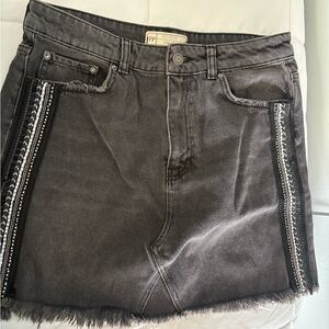 Free People Charcoal Denim Mini Skirt